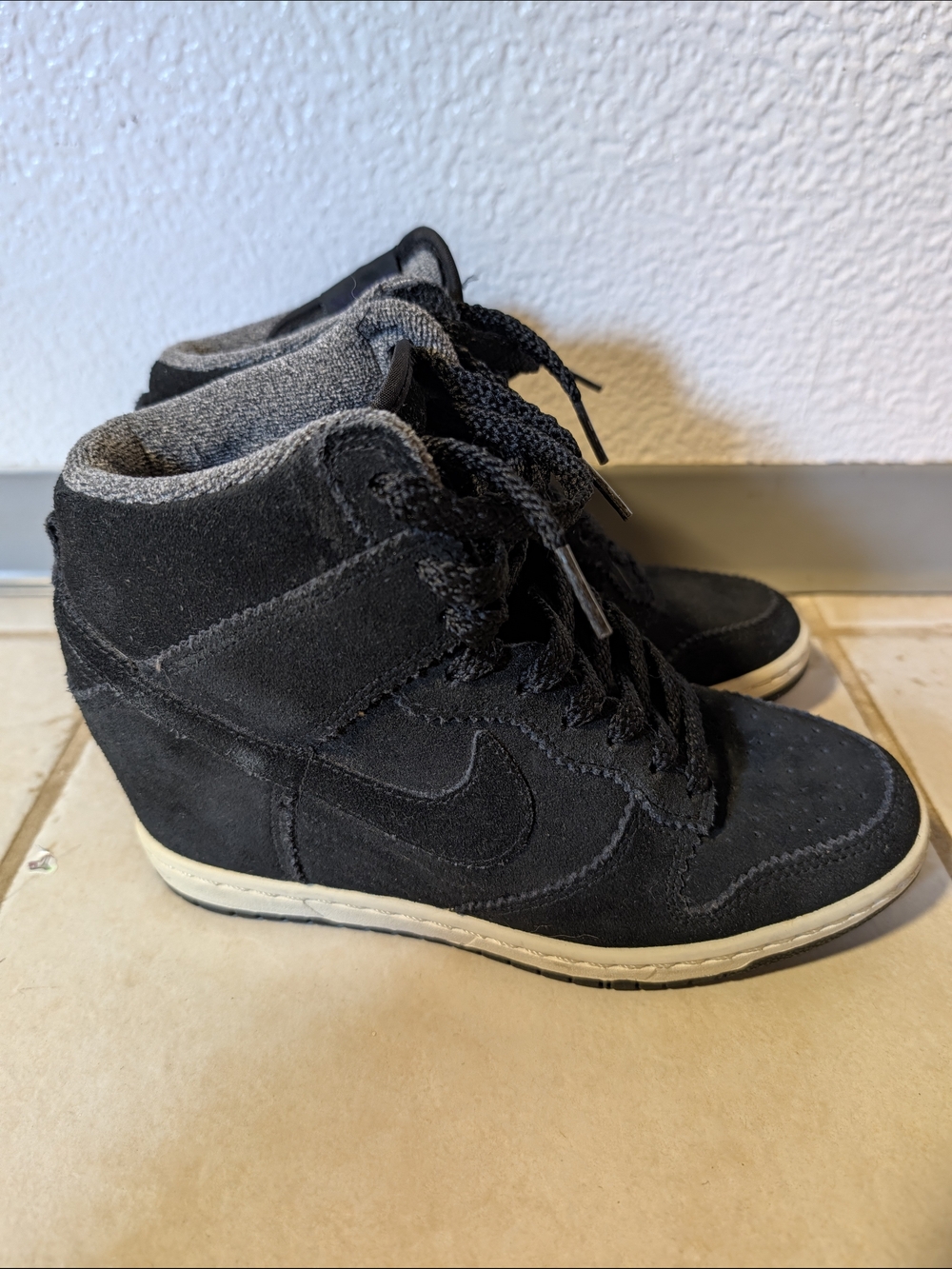 Nike Black Suede Wedge High-Top Sneakers